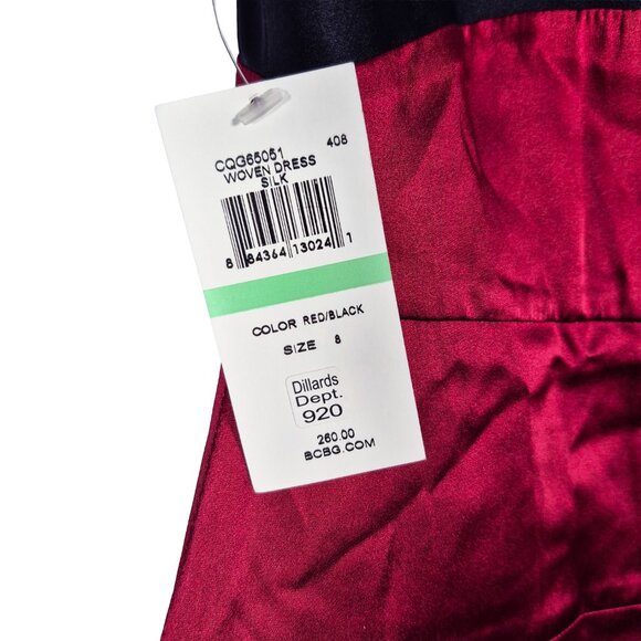 BCBGMaxAzria Red Black Silk Formal Dress  Sz 8 MSRP $260 - Picture 4 of 5
